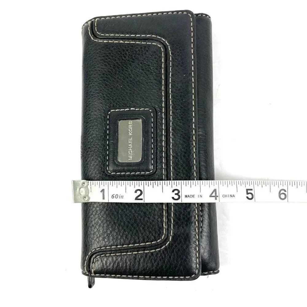 Michael Kors Brookville Carryall Wallet Black Leather Clutch‎ Organizer